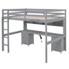 CAVINAS Full Size Bunk Bed with Desk Wooded Bed Frame with Storage Shelves and Drawers for Bedroom, Gray - 4 of 4