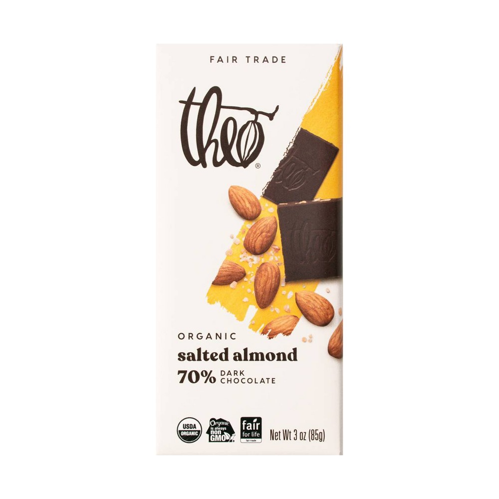 UPC 874492001704 product image for Theo Organic Salted Almond 70% Dark Chocolate Bar - 3oz | upcitemdb.com