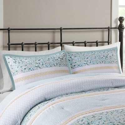 Madison Park 5pc Full/Queen Tulia Seersucker Comforter Bedding Set with Throw Pillows Aqua Blue - Madison Park: Hypoallergenic, Ruffles — фото 4