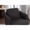 PAGED Boucle Fabric Swivel Accent Chair Living Room Chairs with Soild Wood Round Brown Base Leg for Living Room - 4 of 4