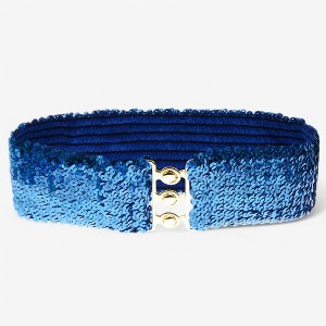 Anna-Kaci Wide Elastic Sequin Belt with Clasp for Women - 1 of 4