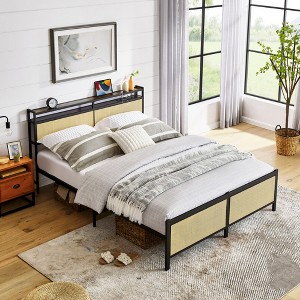 DOMETOUR Iron Full&Queen Platform Bed Frame Black - 1 of 4