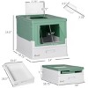FONTOI Enclosed Cat Litter Box with Scoop, Hooded Kitty Litter Boxes with Drawer Tray, Smell Proof Cat Potty Pet Toilet, Green 18.75"* 14"*14.5" - 3 of 4