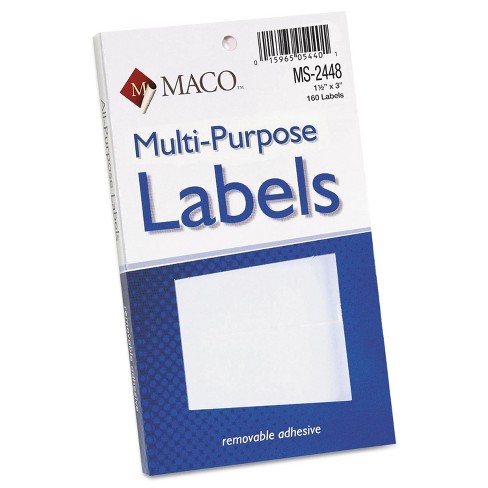 Maco Multi-purpose Self-adhesive Removable Labels 1 1/2 X 3 White 160/pack  Ms2448 : Target