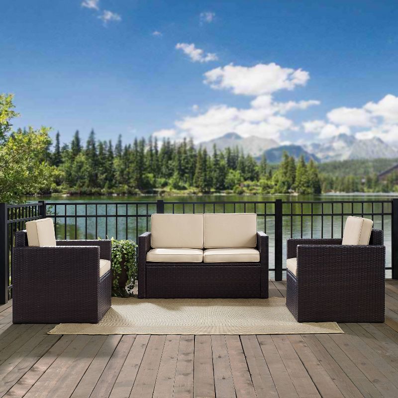 Palm Harbor 3pc All-Weather Wicker Patio Set - UV-Resistant, Fade-Resistant, Durable Steel Frame - Crosley, 4 of 12