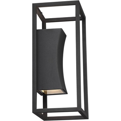 Textured Black LED Outdoor Wall Light with Sanded Glass Diffuser