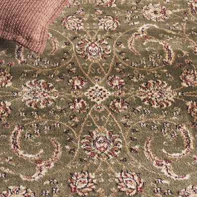 Sage and Ivory Rectangular Synthetic Area Rug
