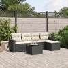 vidaXL 6 Piece Patio Sofa Set with Cushions Black and Cream Poly Rattan - Without Storage, 6 Items - 2 of 4