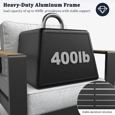 Heavy-duty aluminum frame with 400 lb load capacity label