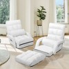 Tangkula White Folding Lazy Sofa Floor Chair Sofa Lounger Bed with Armrests and Pillow - 2 of 4