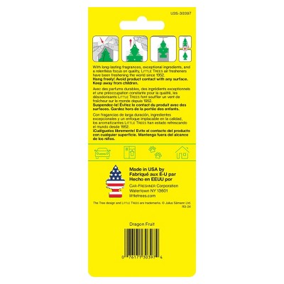 Little Trees 3pk Dragon Fruit Air Fresheners: Car Freshener, Disposable, Non-Powered, Purple, Paper, Keep Out of Reach of Children