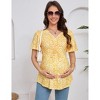 Clearlove Pregnancy Top Women's Drawstring Front V Neck Maternity T Shirt Short Sleeve Peplum Blouse - 2 of 4