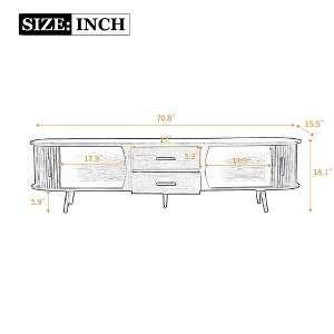 Mid-Century Modern TV Stand for 80" TV, Entertainment Center with 2 Drawers & Sliding Doors, Media Console Table for Living Room, Bedroom - 1 of 4