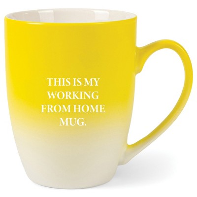 Elanze Designs 12 Ounce Ceramic Decorative Laser Engraved Giftable Novelty Tea Coffee Cup Mug Yellow and White This Is My Working From Home Mug