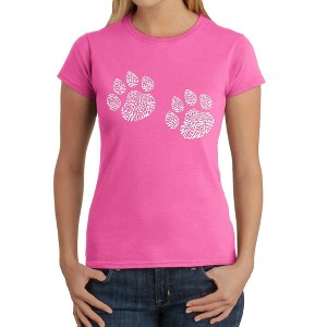 LA Pop Art Women's Word Art T-Shirt - Meow Cat Prints - 1 of 4