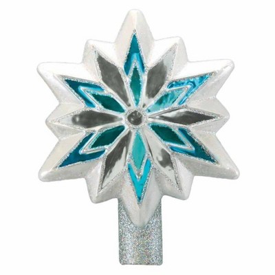 Old World Christmas 7.0 Inch Snowflake Tree Topper Finial Star Ice Glitter Tree Toppers