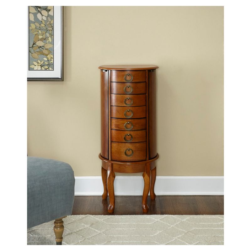 Harper Traditional Wood 6 Lined Drawer Jewelry Armoire Burnished Oak - Powell, 6 of 13