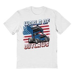 Woo Men's World Of Outlaws Gradient American Flag Short Sleeve Graphic Cotton T-Shirt - White S - 1 of 3