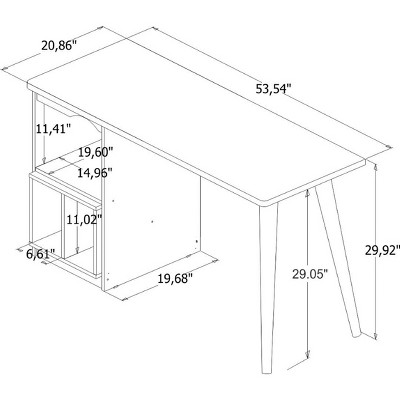 Hampton 53.54" White Wood Home Office Desk with Shelves
