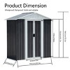Syemin Storage Sheds 5ftx3ft Pent Roof Grey Outdoor Tool Bike Storage Garden Shed With Aluminum Alloy Frame and Sliding Door, Grey, 62.2"*33.1"*72.5" - 3 of 4