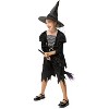 Enchanted Black Witch Dress for Girls - Classic Costume with Cloak for Halloween & Dress-Up Play - 2 of 4