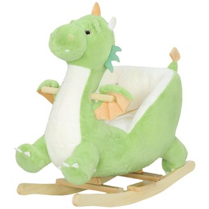 SEVOBAL Toy Vehicles Rocking Horse Dragon Ride On with Safety Belt and Developmental Features, Green, 25.6"*15"*28.3" - 1 of 4