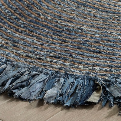 Cape Cod Round Blue and Beige Cotton Rug