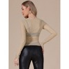 INSPIRE CHIC Women's Crew Neck Mesh Sheer Long Sleeve Sparkly Rhinestone Party Concert Tops - 3 of 4