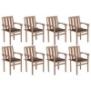 vidaXL 8X Teak Wood Stackable Patio Chairs - Garden/Outdoor Seating with Taupe Cushions, Durable Lounge for Living Room/Office/Bar - 2 of 4