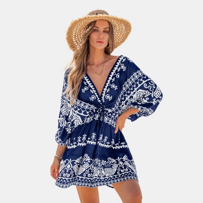 Women's Navy Twilight Mood Ornate Beach Dress - Cupshe