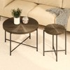 ALEXOUN Set of 2 Coffee Table - Distressed Cylindrical Design,with Sturdy Metal Legs &  Waterproof MDF,for Living Room Bedroom - 2 of 4