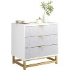Homhougo 3 Drawer Dresser, Wood Chest Drawers with Storage for Closet, Bedroom, Drawers Dresser Modern Bedside Nightstand with Gold Handles, Grey - 4 of 4