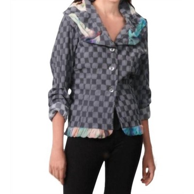 Women's Checkerboard Ruffled Cardigan - ANGEL