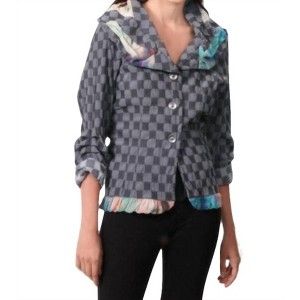 Women's Checkerboard Ruffled Cardigan - ANGEL - 1 of 2