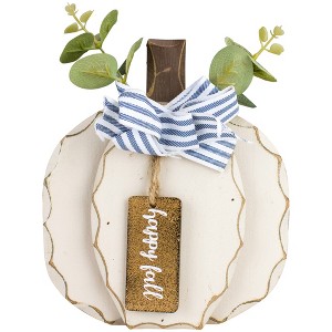 Northlight 9" Beige Happy Fall Wooden Pumpkin Fall Harvest Decoration - 1 of 3