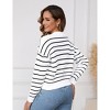 Women's Striped Cropped Cardigan with Front Button Down - Sweater Knit Outerwear for Everyday Wear,White - XL - 3 of 4