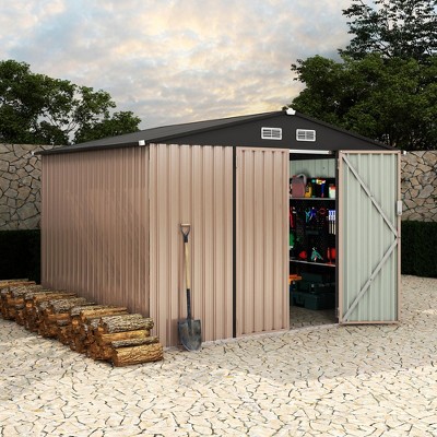 Garvee 8 x 10 FT Outdoor Metal Storage Sheds, Metal Tool Shed With Lockable Door & Air Vents for Backyard Garden Patio Lawn