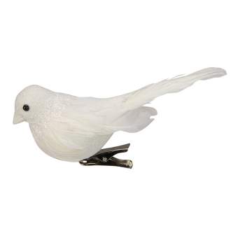 Northlight 5" Sparkly White Bird Clip-On Christmas Ornament