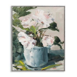 Stupell Industries Impressionist Potted Flowers Green Leaves Pink Petals Framed Giclee Art - 1 of 4