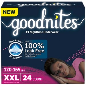 Goodnites Girls' Disposable Nighttime Underwear  -Size XXL - 24ct - 1 of 4