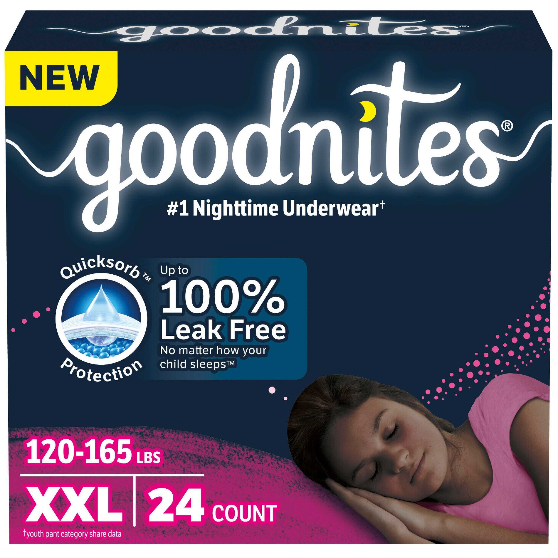 Goodnites Girls' Disposable Nighttime Underwear  -Size XXL - 24ct