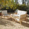 LuxenHome Outdoor Acacia Wood Armchairs with Cushions, Set of 2 - 4 of 4