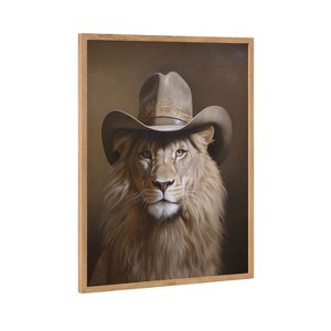 Kate & Laurel All Things Decor 16"x20" Gallery Lion Wearing a Western Cowboy Hat Print by The Creative Bunch Studio Natural - 1 of 4