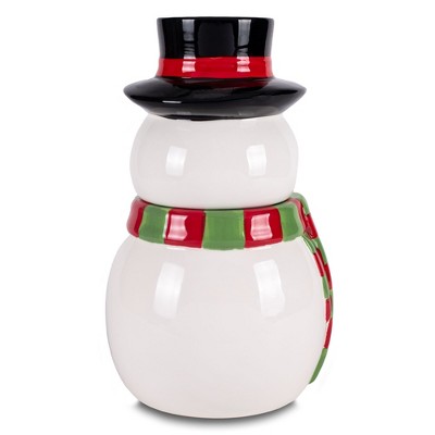 100 North Ceramic 11 inch Christmas Cookie & Candy Jar with Airtight Lid: Kitchen Canisters, Pet Treat Containers & Holiday Storage, Snowman Scarf — фото 4
