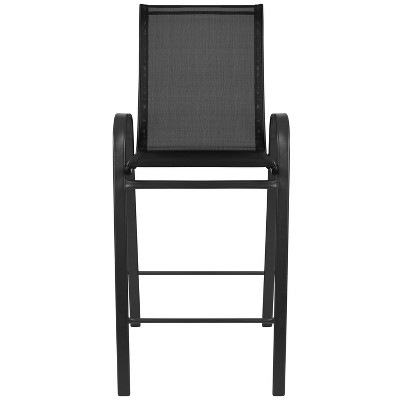 Brazos Black Outdoor Barstool Pair with Flex Comfort and Metal Frame