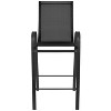 Merrick Lane Set of 2 Manado Series Metal Bar Height Patio Chairs with Black Flex Comfort Material - image 3 of 4