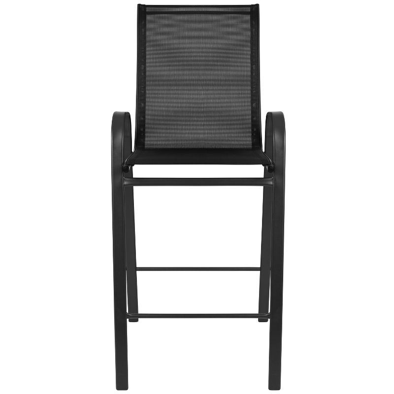 Merrick Lane Set of 2 Manado Series Metal Bar Height Patio Chairs with Black Flex Comfort Material, 4 of 15