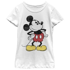 Girl's Disney Classic Mickey Distressed T-Shirt - 1 of 4