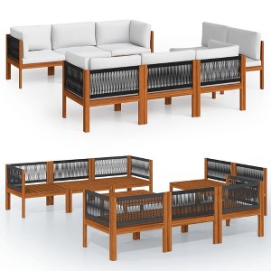 vidaXL Garden Lounge Set Cream, Brown Solid Acacia wood Large Modular - 1 of 4