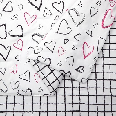 Twin Black and White Reversible Microfiber Kids Comforter Set